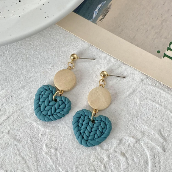 Dark Green Heart Acrylic Drop Earrings
