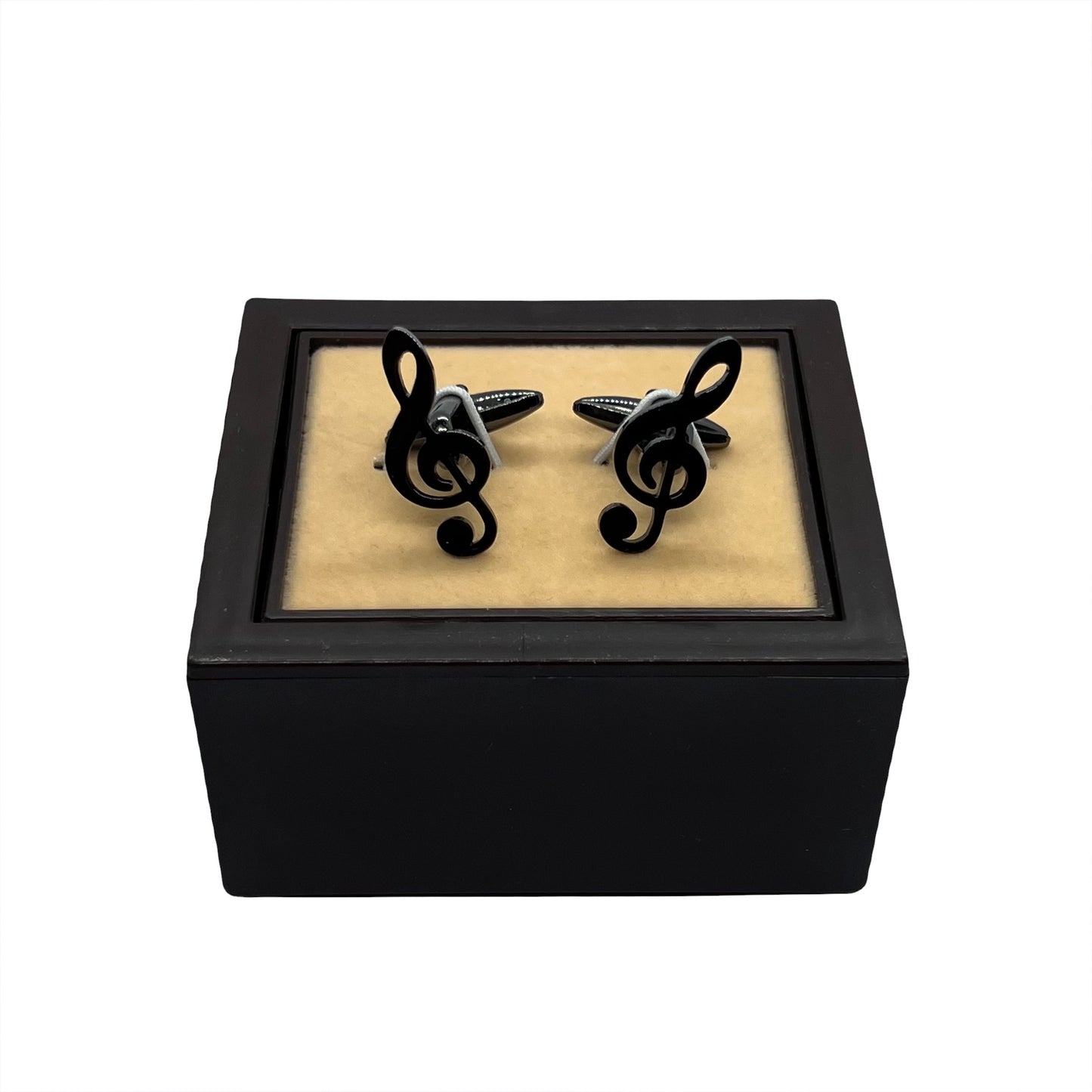 Treble Clef Music Grey Metallic Anime Cufflinks With Box