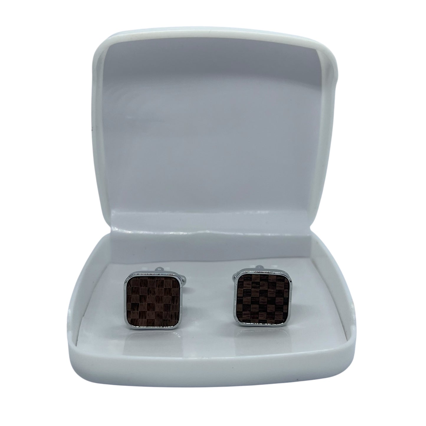 Wooden Chess Silver Cufflinks Pakistan with Box