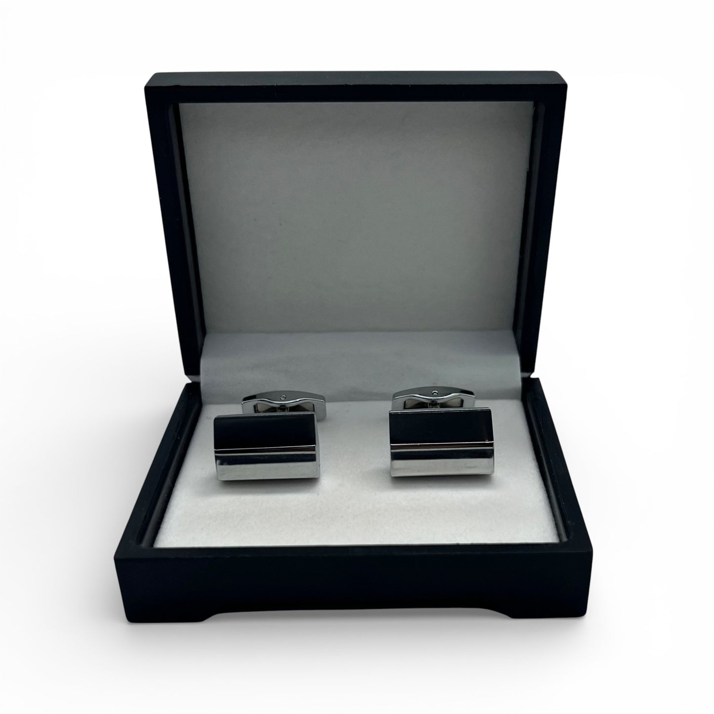 Slate Axis Silver Cufflinks