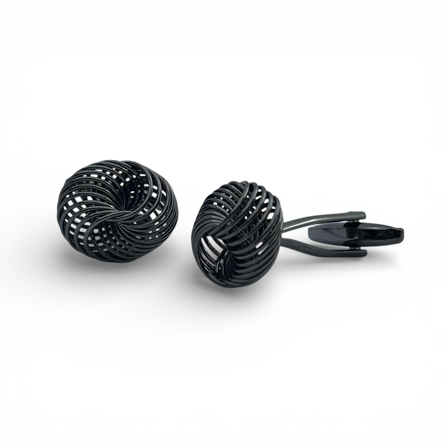 Flux Noir Knot Grey Metallic Cufflinks
