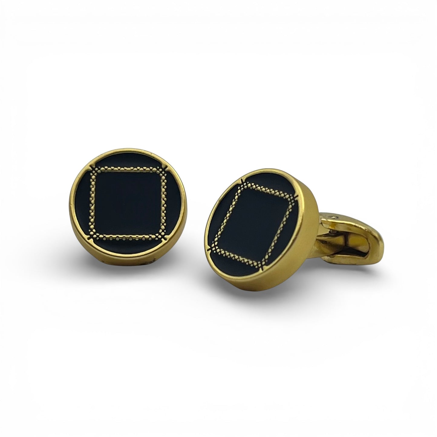 Echelon Black Matte Golden Cufflinks