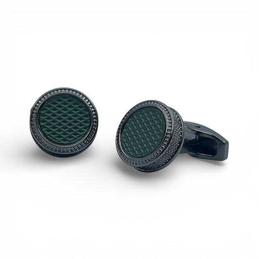 Emerald Weave Grey Metallic Cufflinks