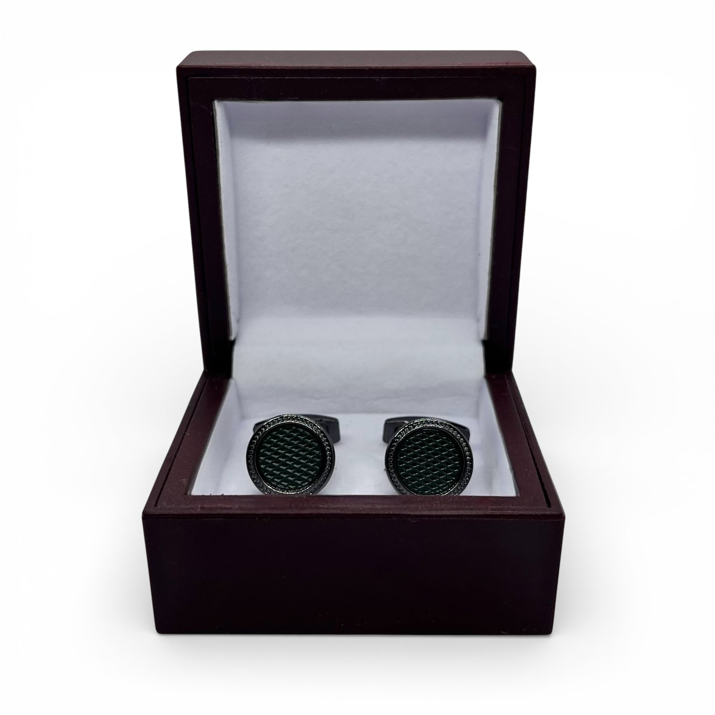 Emerald Weave Grey Metallic Cufflinks