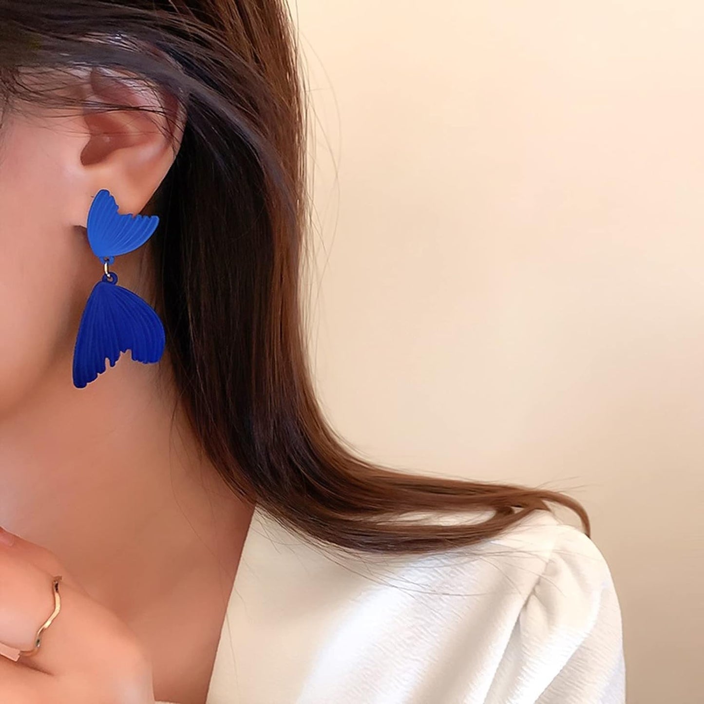 Irregular Acrylic Resin Geometric Blue Design Earrings