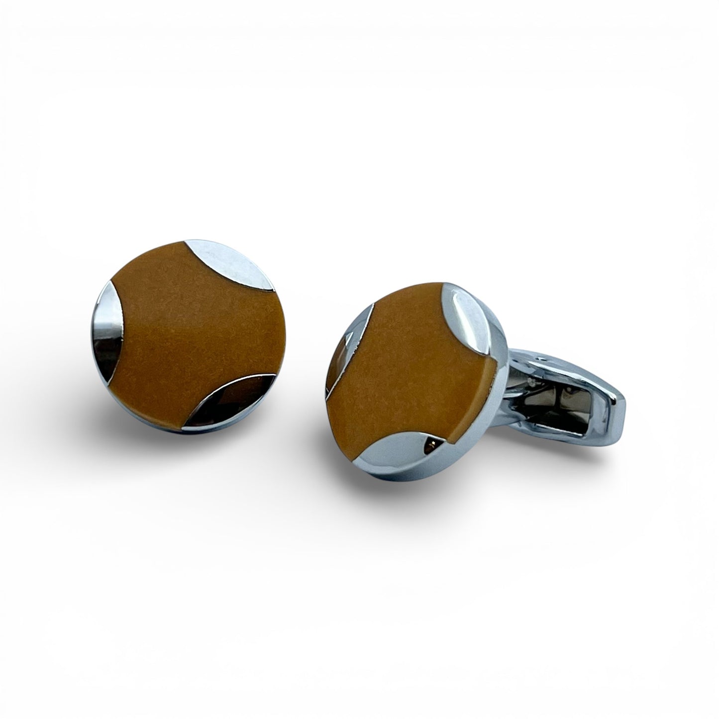 Brown Core Silver Cufflinks