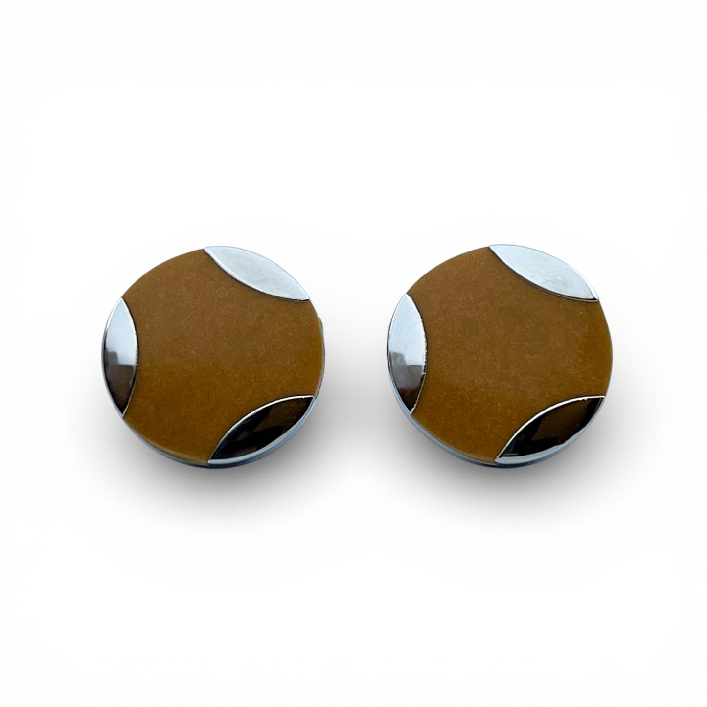 Brown Core Silver Cufflinks