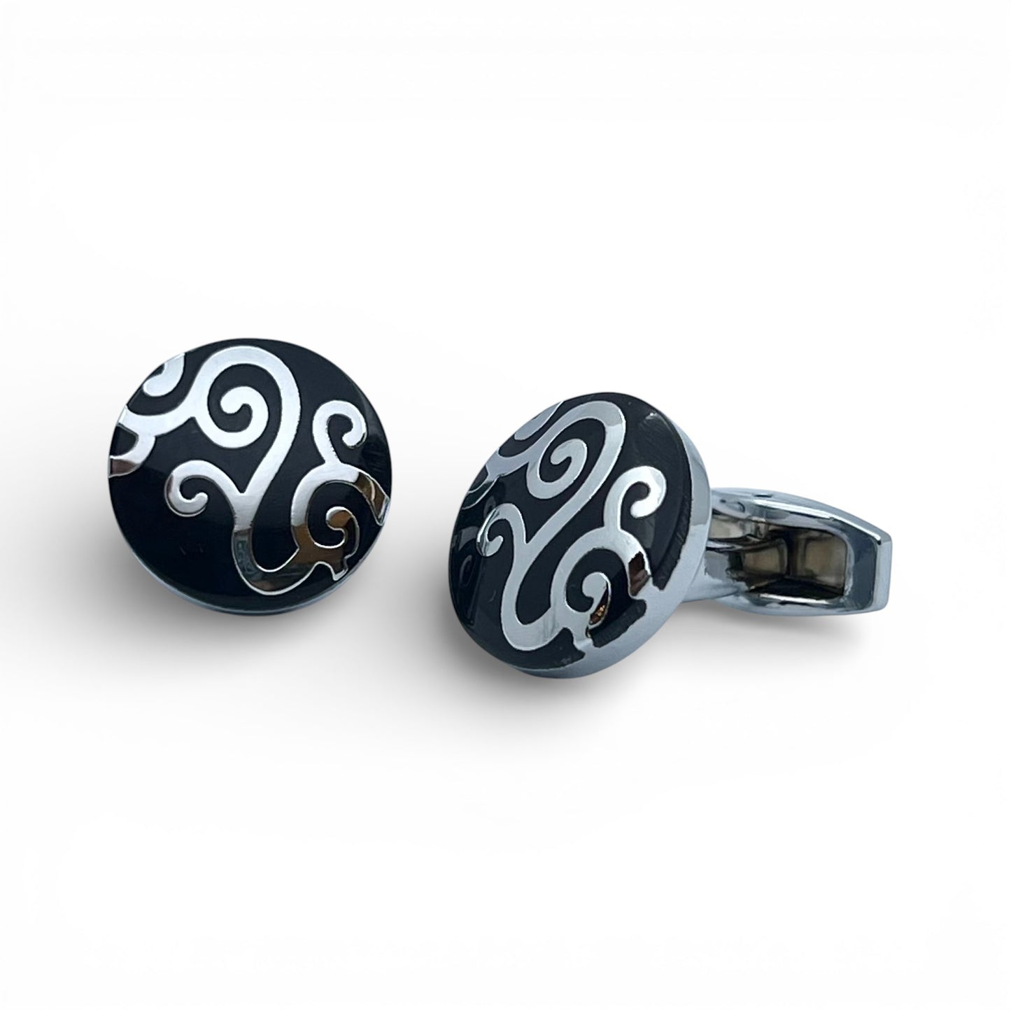 Shadow Filigree Silver Cufflinks