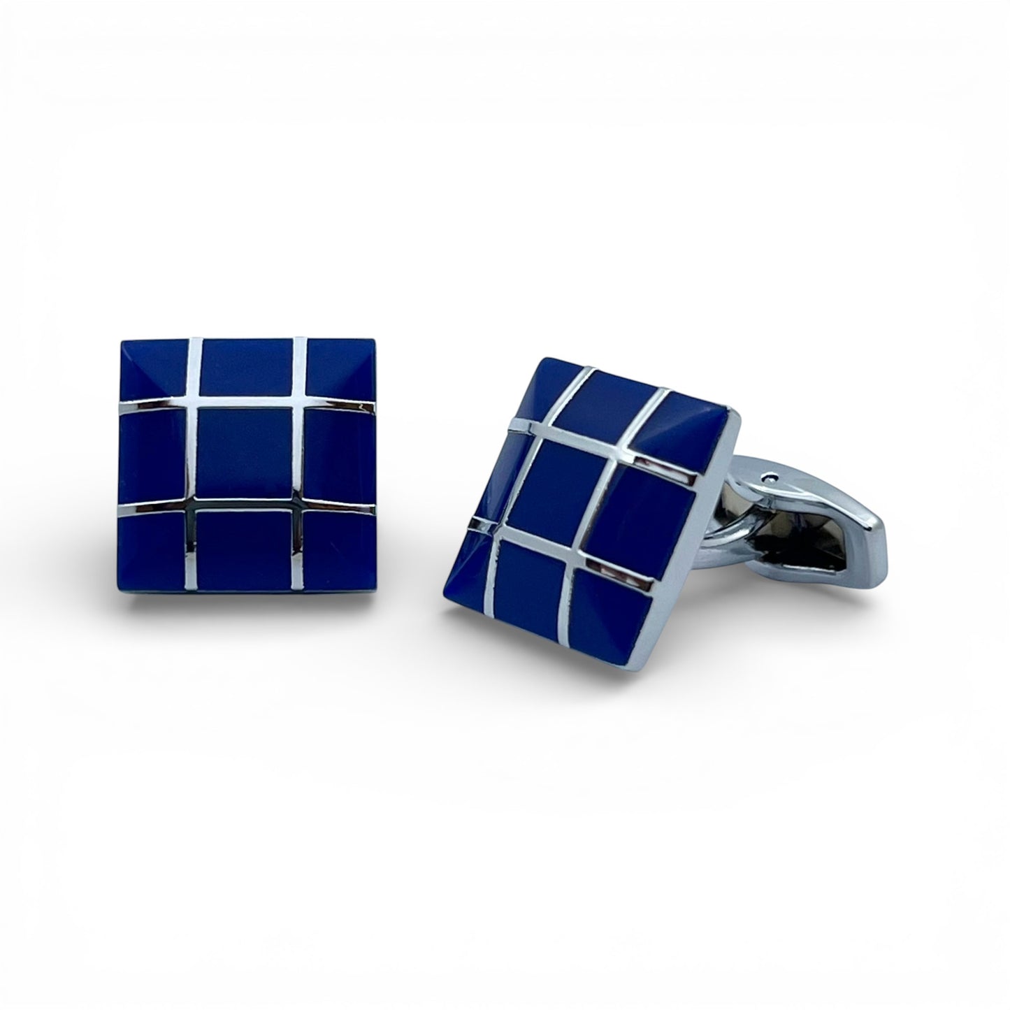Blue Mateck B Silver Cufflinks