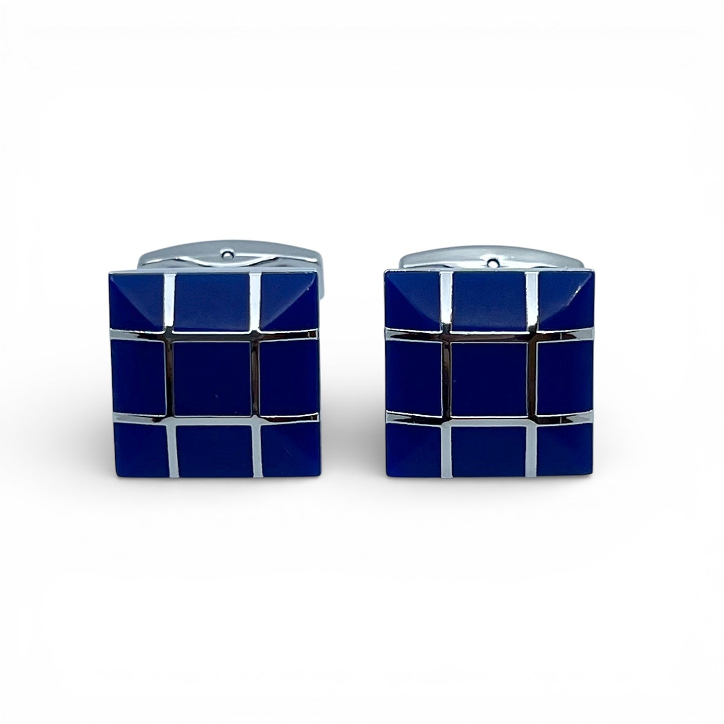 Blue Mateck B Silver Cufflinks