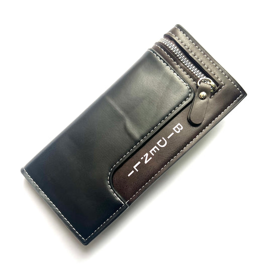 Bidenli Long Wallet with Zipper of Dark Brown and Black Colour