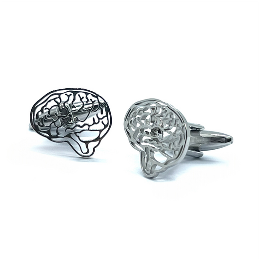 Brain Hollow Silver Cufflinks