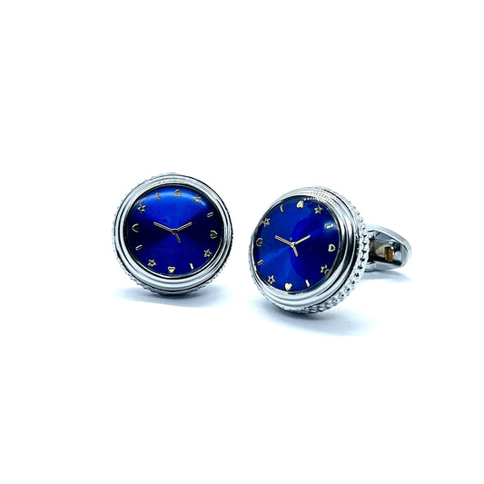 Dial Watch Design Blue Silver Cufflinks Gleams Pakistan