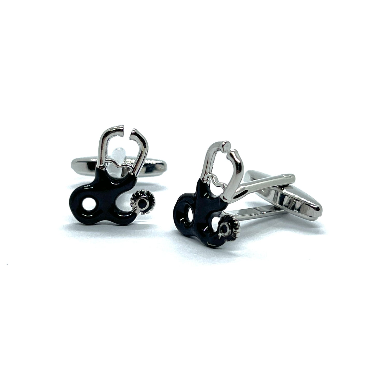 Doctor Black Stethoscope Silver Cufflinks