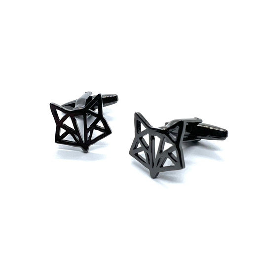 Grey Metallic Fox Animal Cufflinks