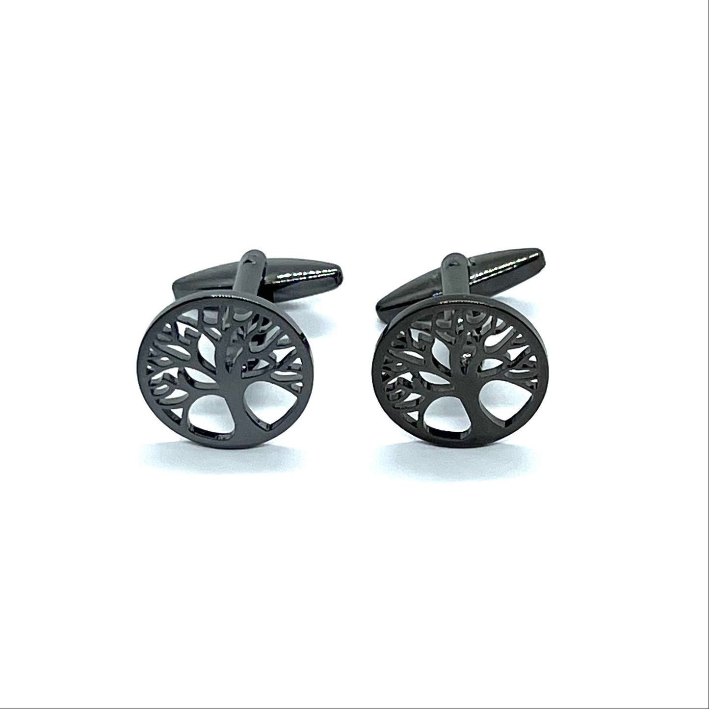 Grey Metallic Tree Round Anime Cufflinks Pakistan For Men