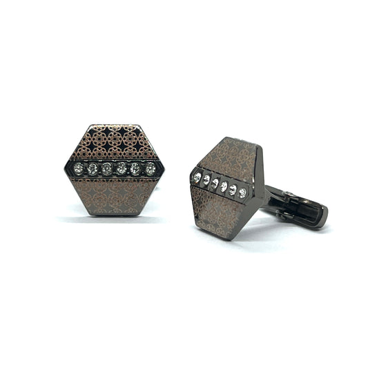 Hexa Design Rhino Grey Metallic Cufflinks