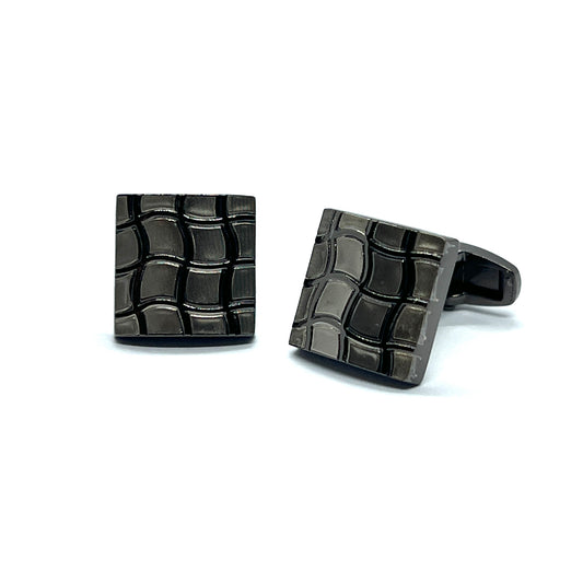 Grey Metallic Textured Cufflinks