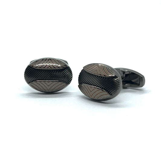 Oval Capta Grey Metallic Cufflinks