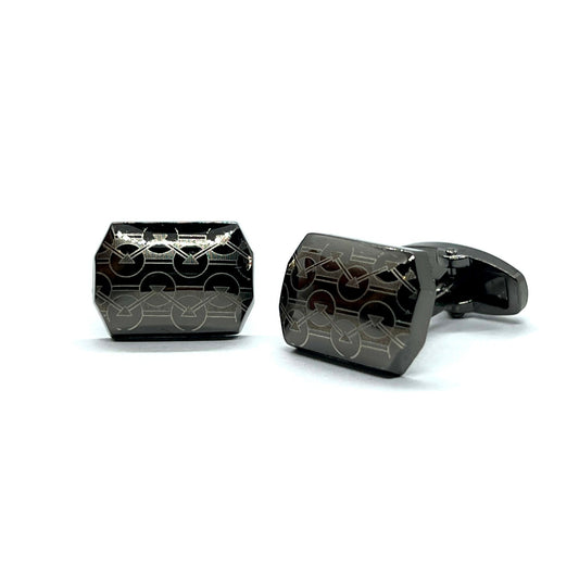 Geom Thick Grey Metallic Cufflinks