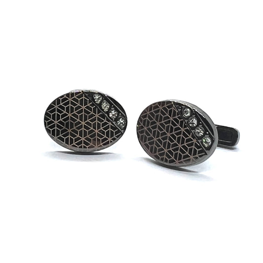 Rhino Geom Oval Grey Metallic Cufflinks