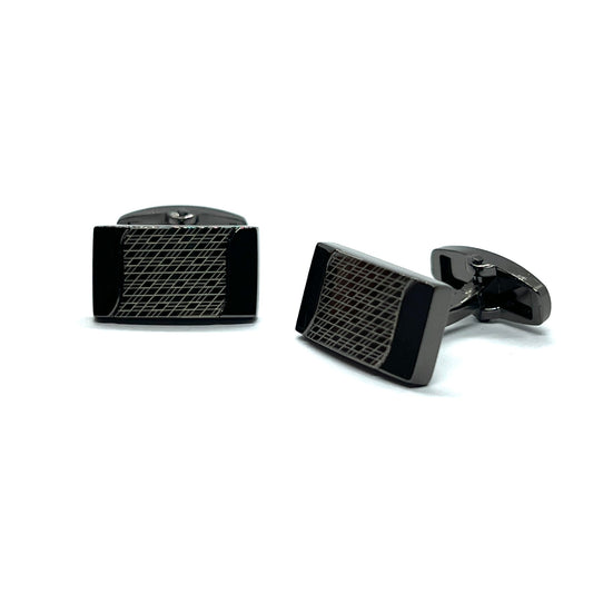 Grey Metallic Recta Lined Cufflinks