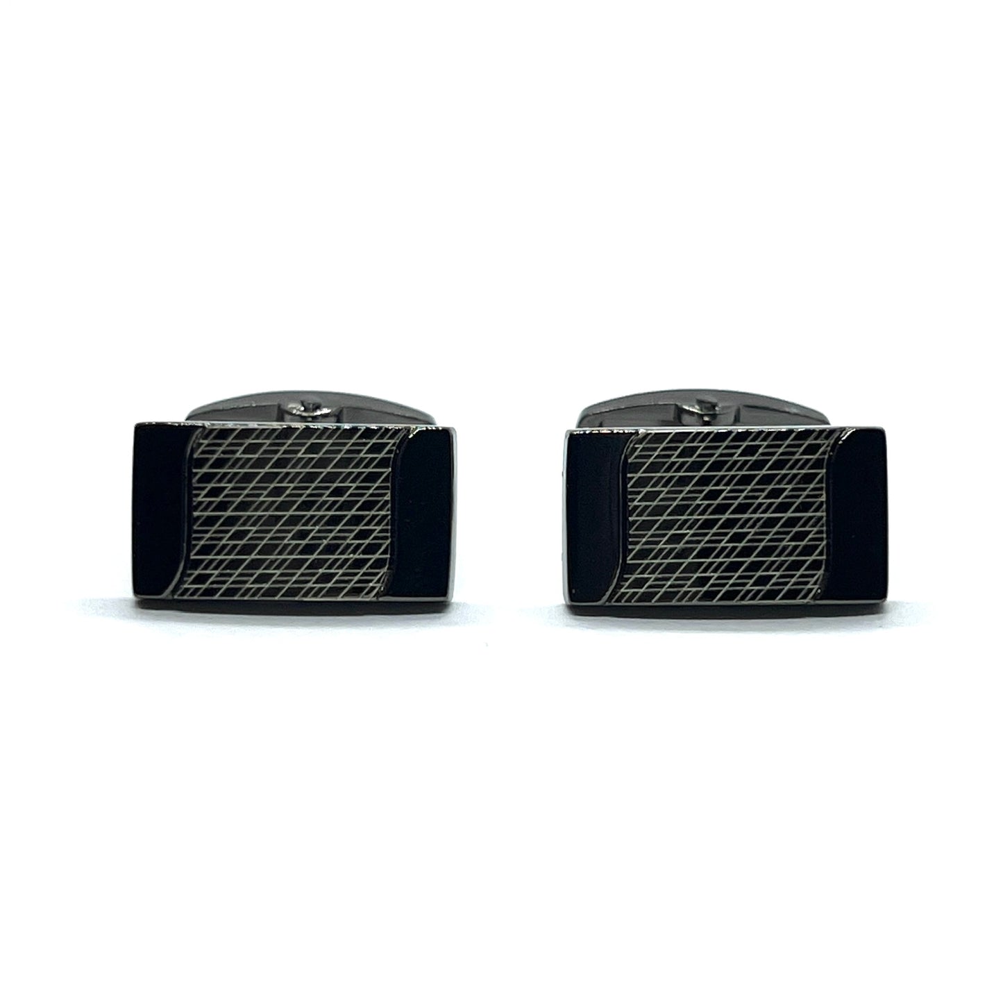 Grey Metallic Recta Lined Cufflinks