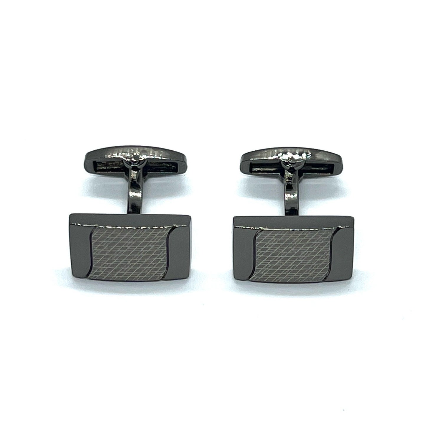 Grey Metallic Recta Lined Cufflinks