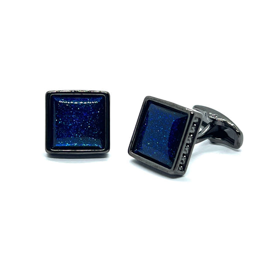 Blue Glit Grey Metallic Cufflinks