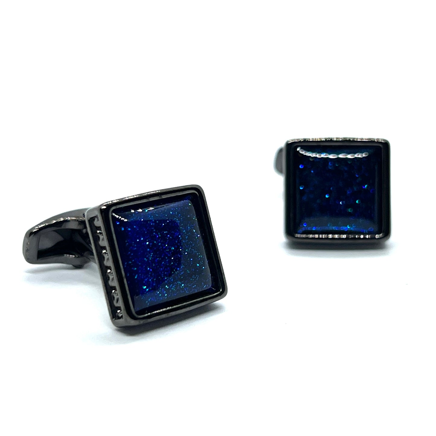 Blue Glit Grey Metallic Cufflinks