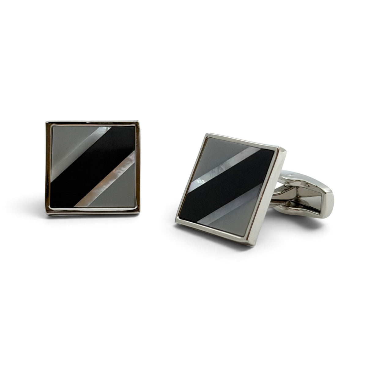 Obsidian Veil Silver Cufflinks