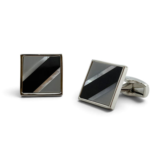 Obsidian Veil Silver Cufflinks