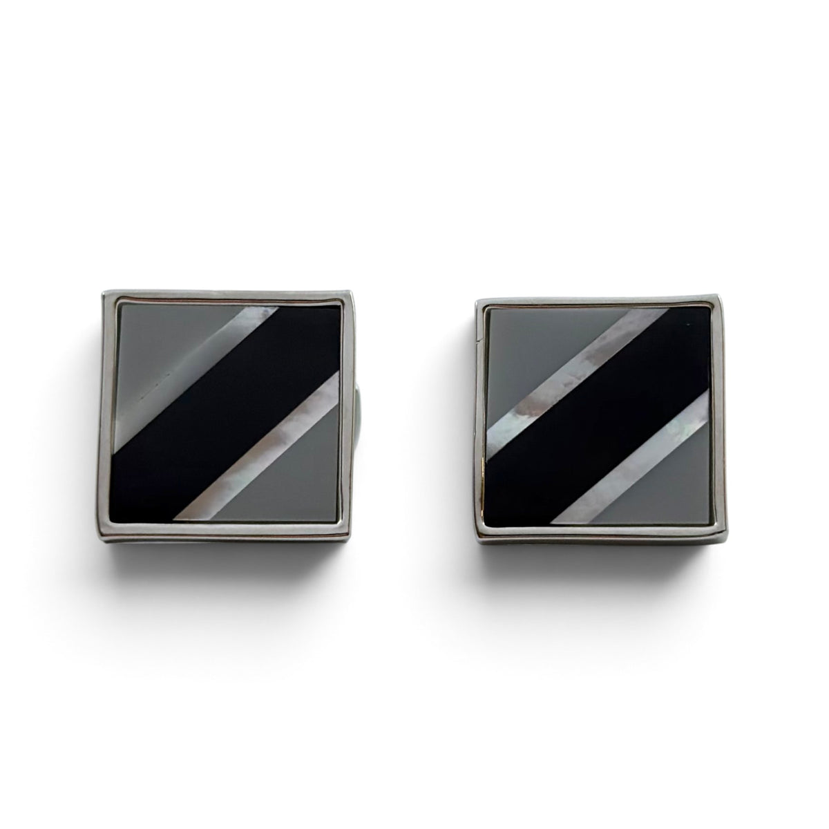 Obsidian Veil Silver Cufflinks