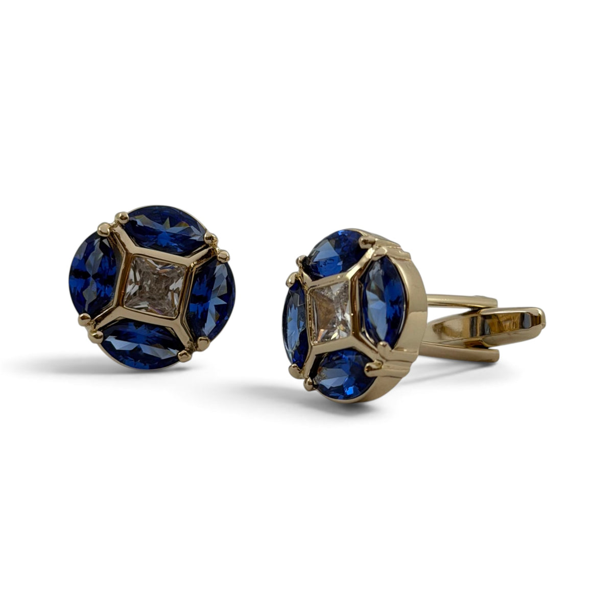 Sapphire Crest Golden Cufflinks