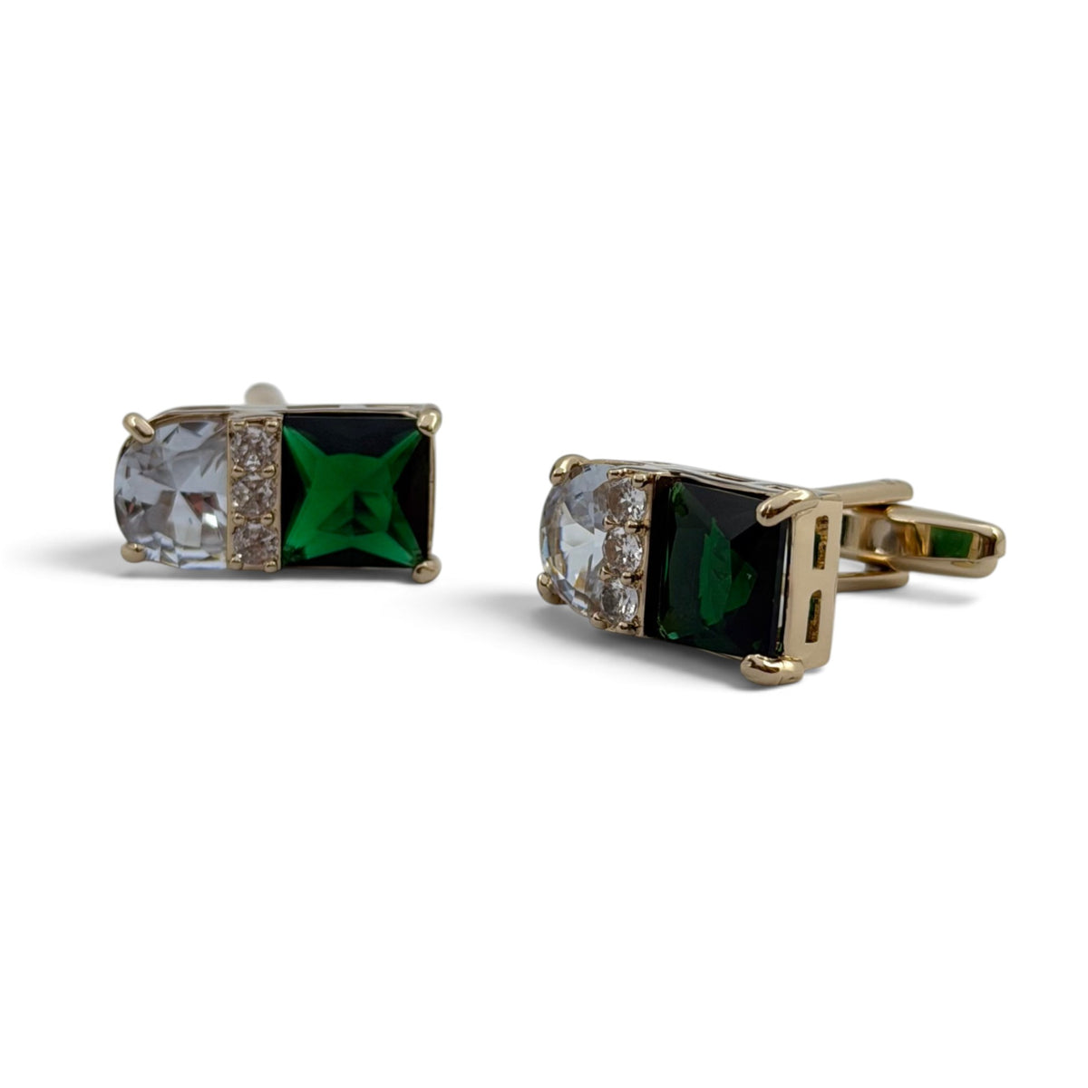 Emerald Duality Golden Cufflinks