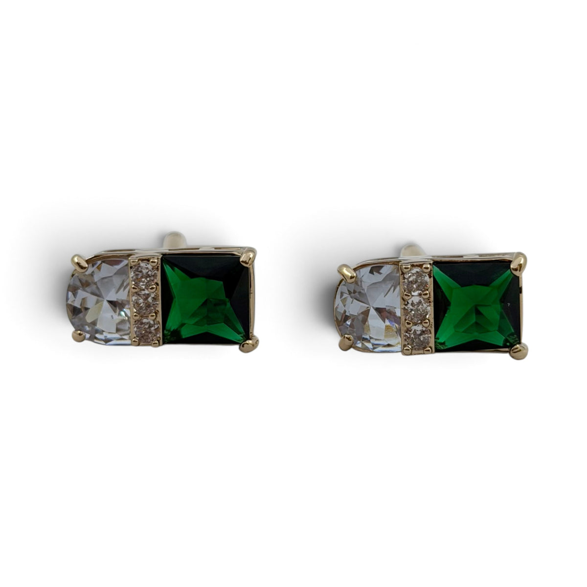 Emerald Duality Golden Cufflinks
