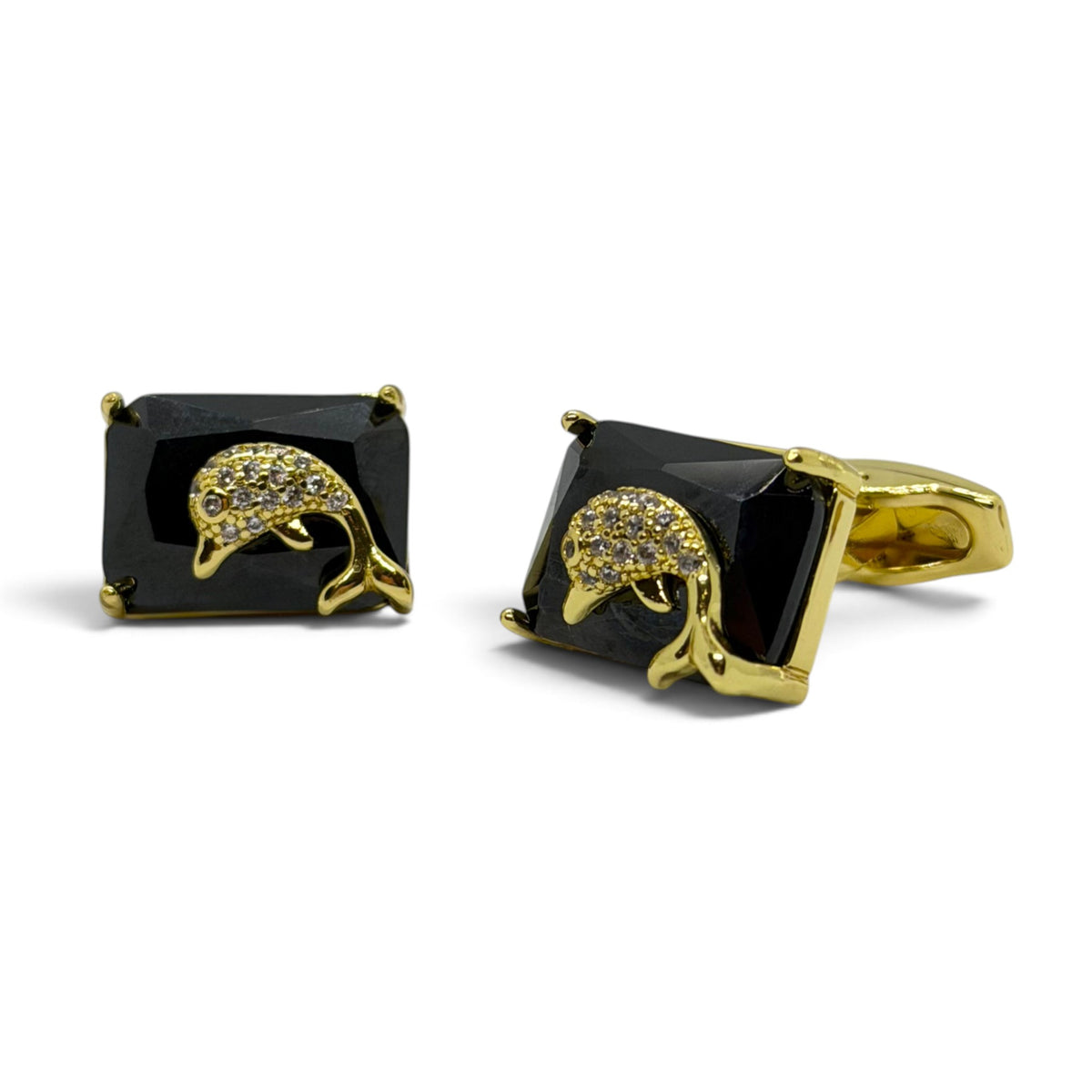 Noir Dolphin Golden Cufflinks