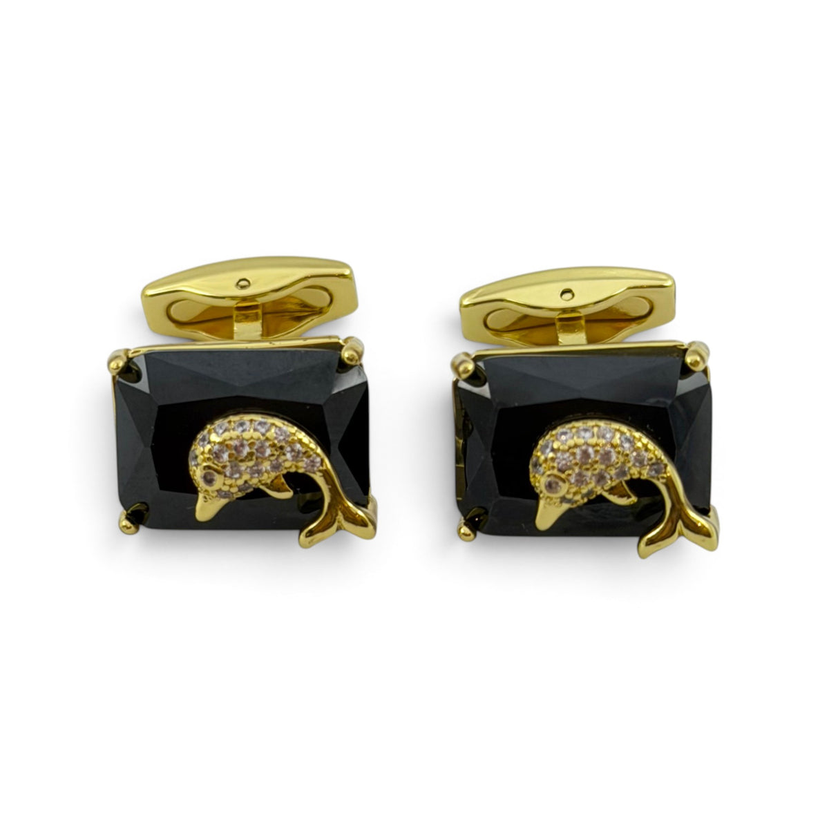 Noir Dolphin Golden Cufflinks