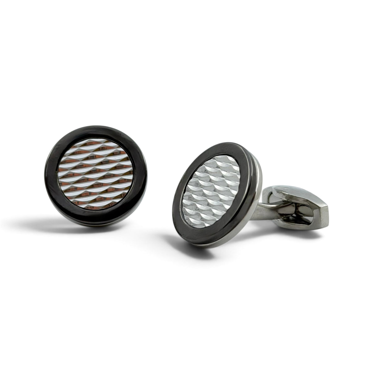Obsidian Ripple Silver Cufflinks