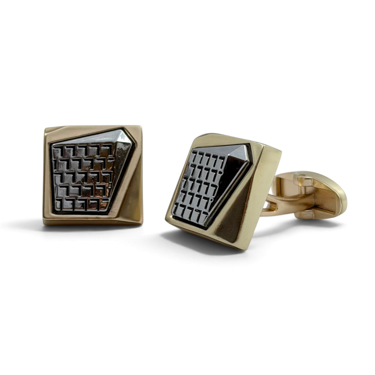 Gilded Silver Grid Golden Cufflinks