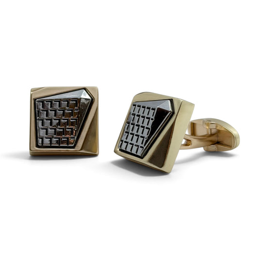 Gilded Silver Grid Golden Cufflinks
