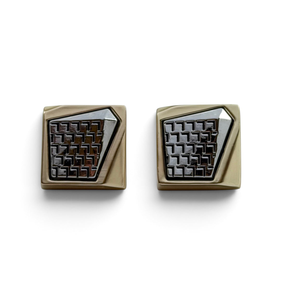 Gilded Silver Grid Golden Cufflinks
