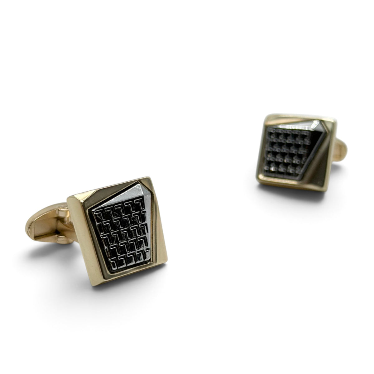 Gilded Silver Grid Golden Cufflinks