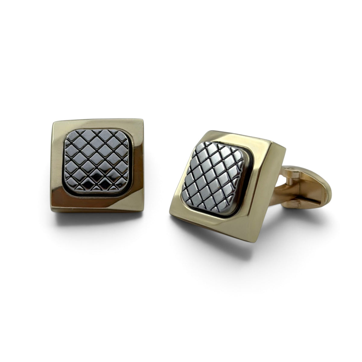 Verona Silver Grid Golden Cufflinks