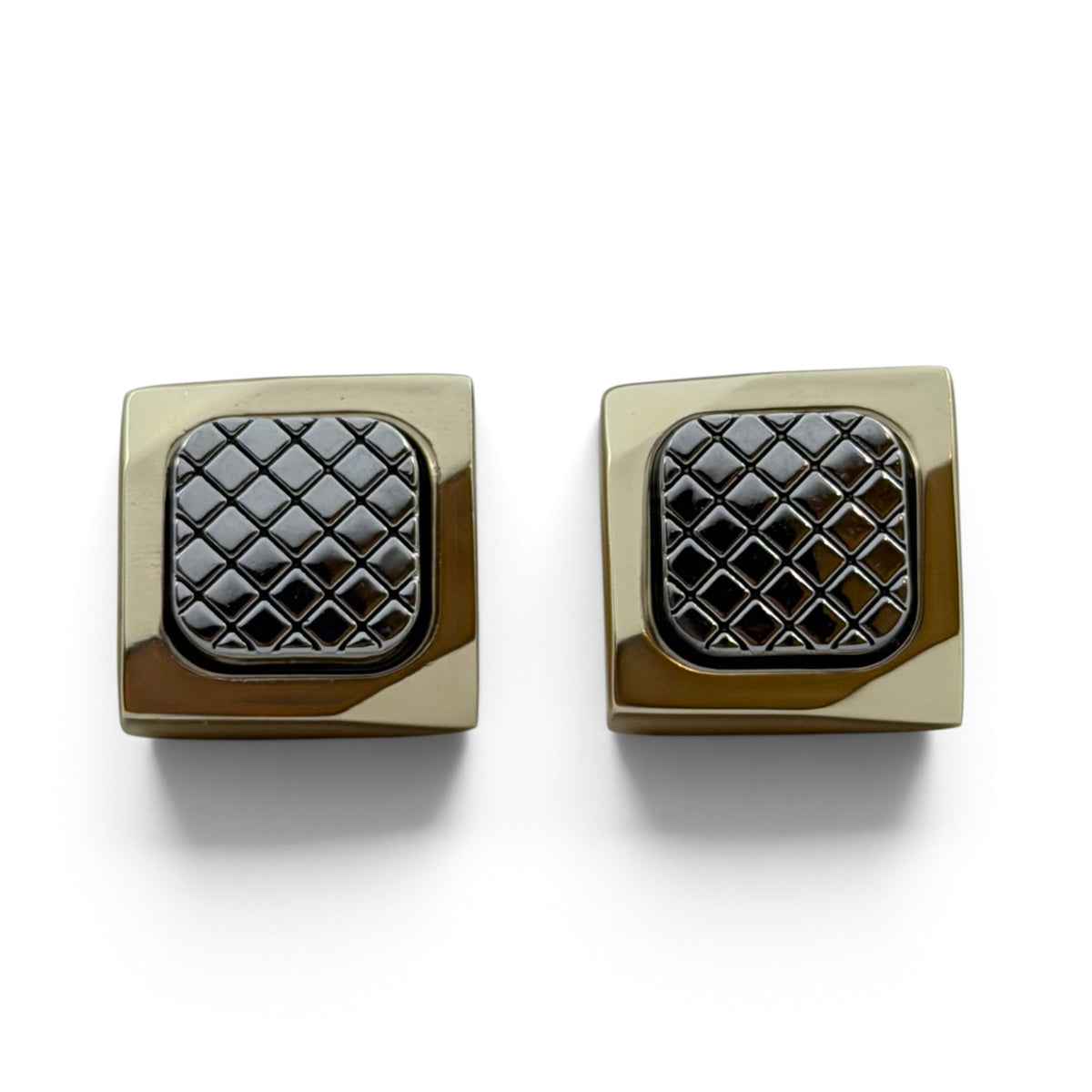 Verona Silver Grid Golden Cufflinks