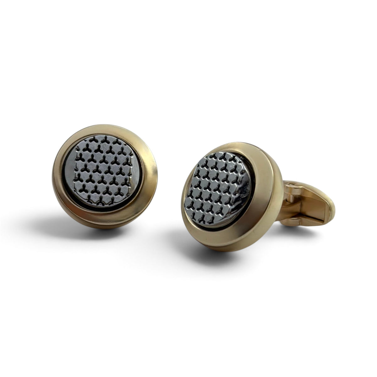 Regent Silver Grid Golden Cufflinks