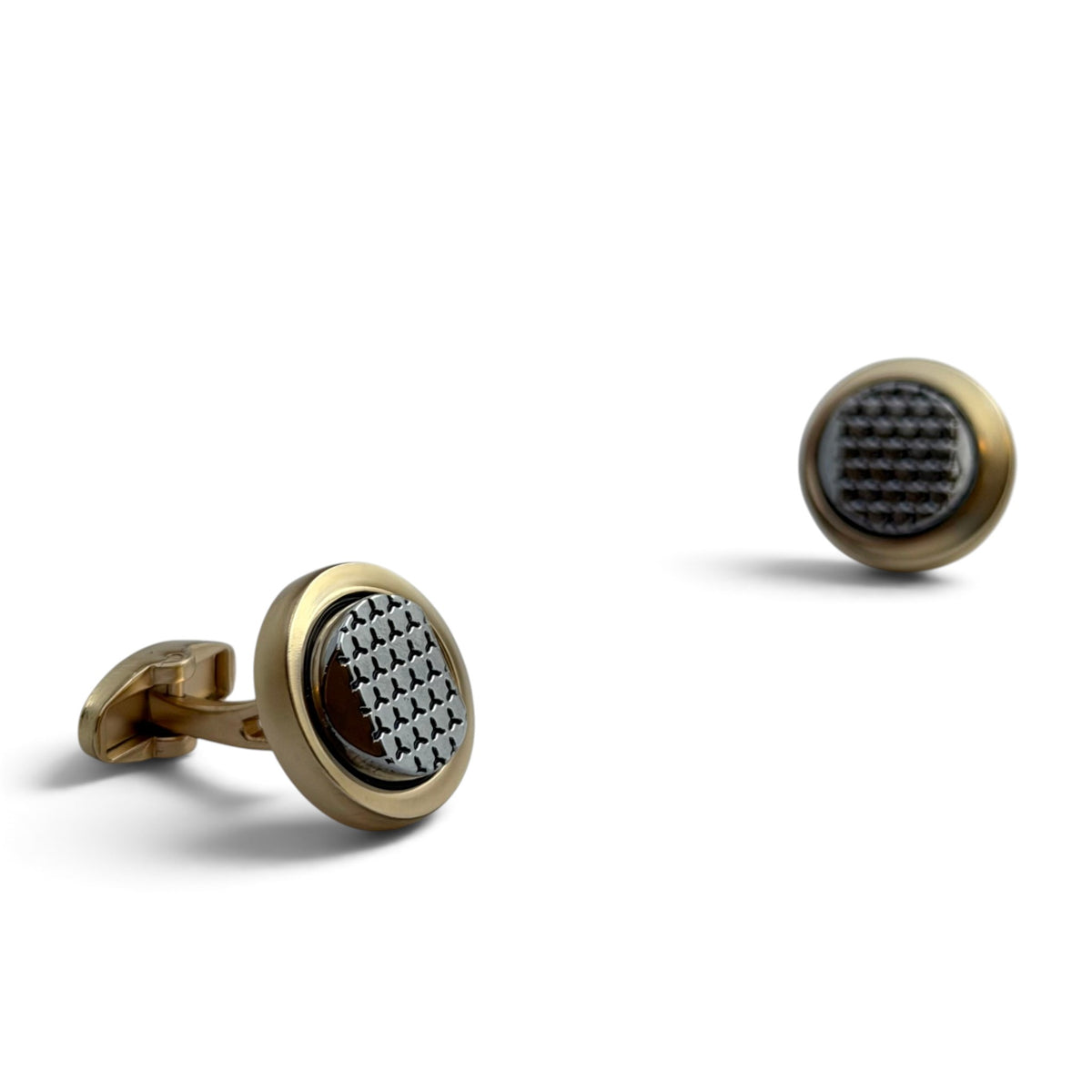 Regent Silver Grid Golden Cufflinks