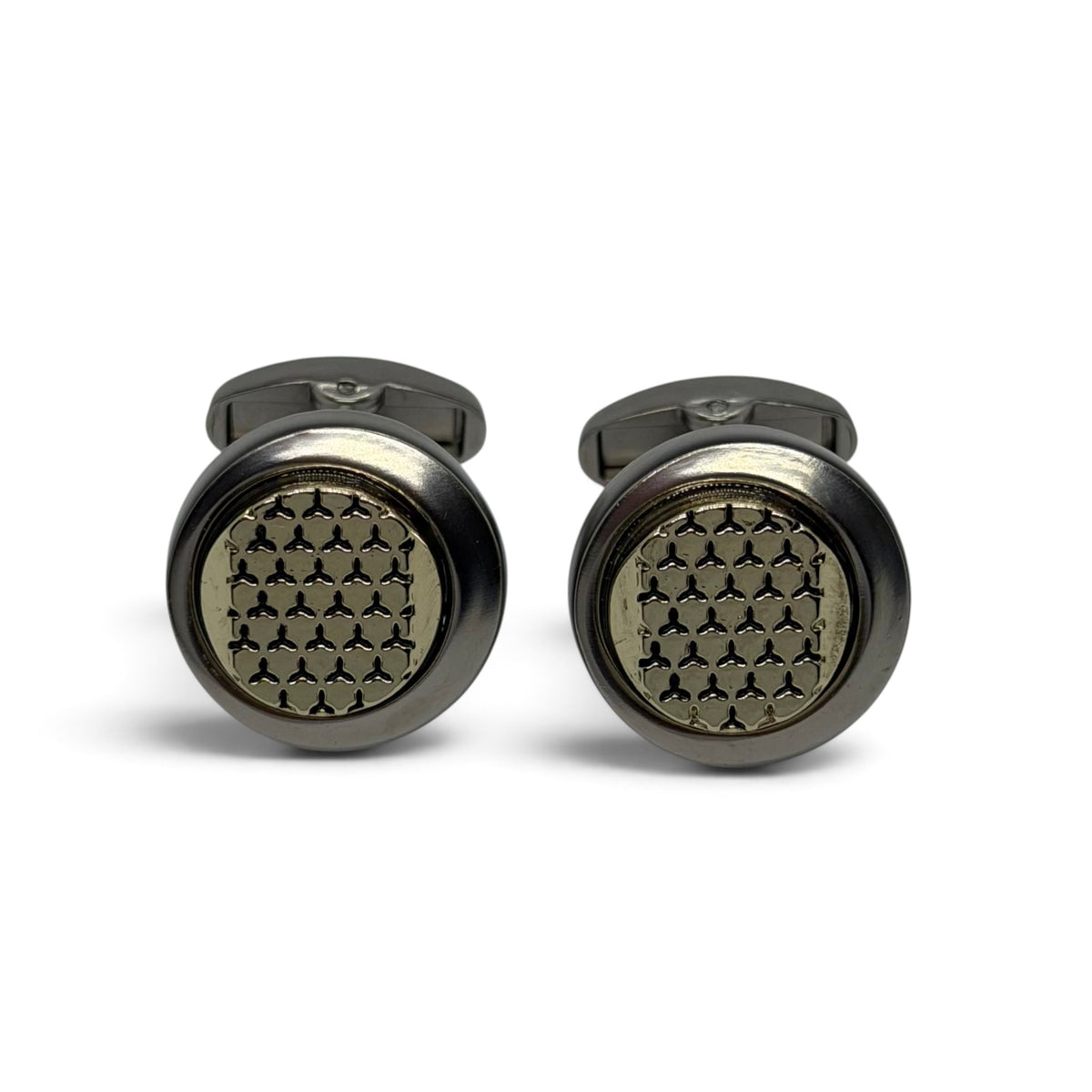 Regent Silver Grid Gunmetal Silver Cufflinks