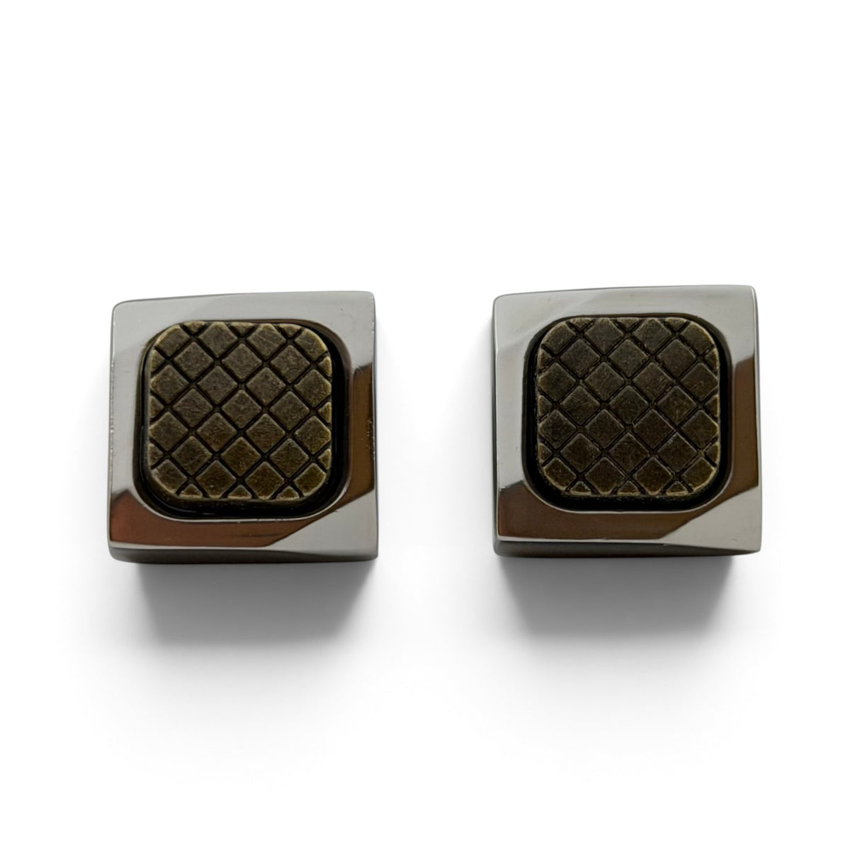 Bramwell Grid Gunmetal Silver Cufflinks