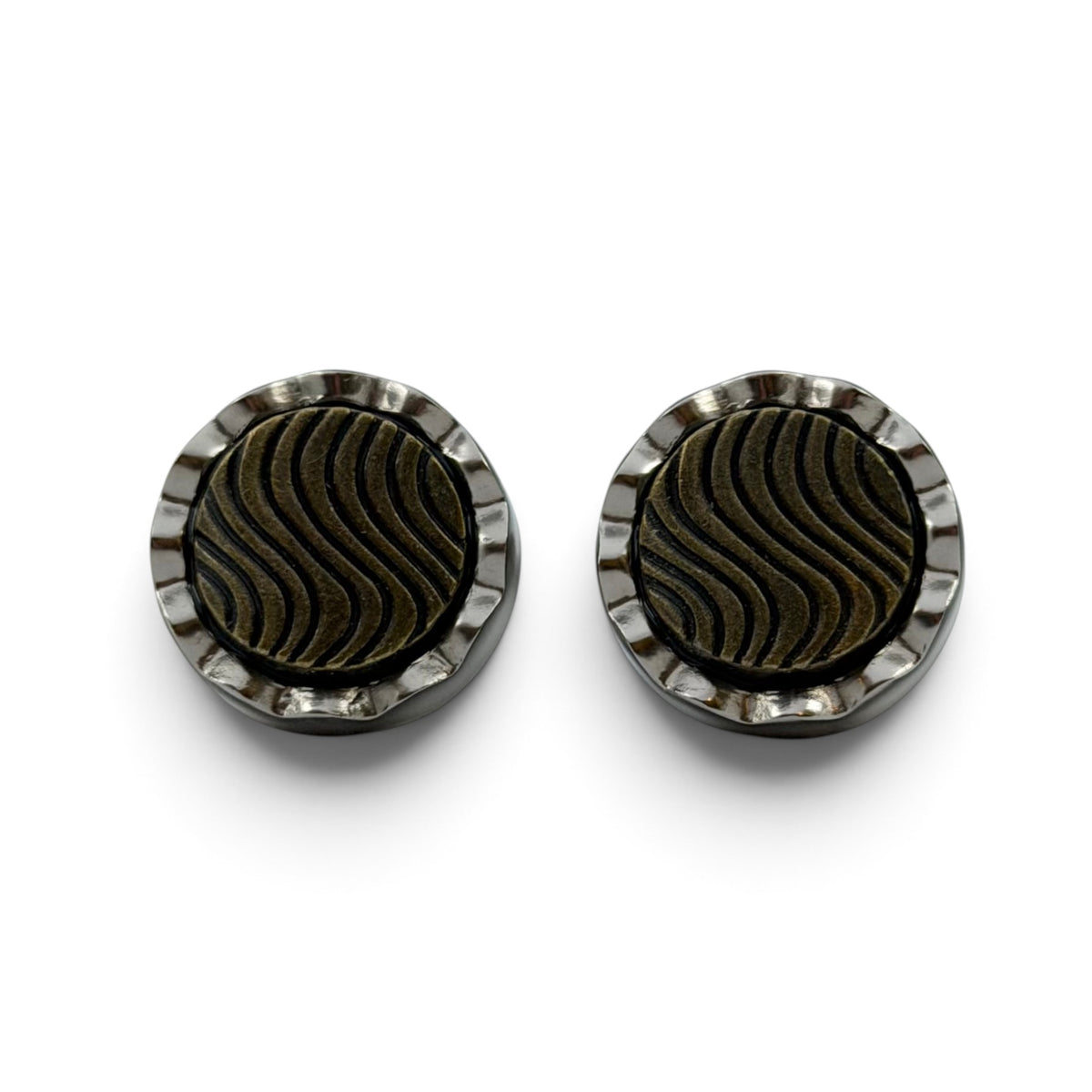Bronze Wave Crest Gunmetal Silver Cufflinks